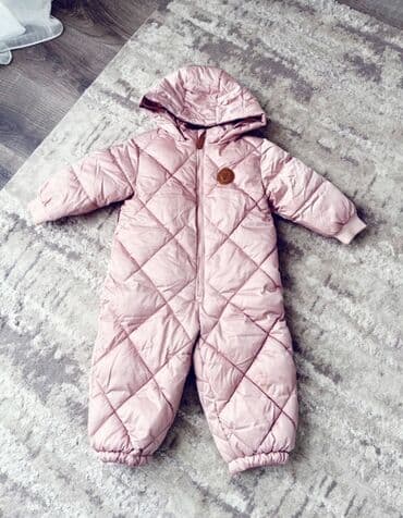 детский зимний комбез для новорождённых: Детский утеплённый комбинезон с капюшоном - Цвет: пудрово‑розовый - — 1
