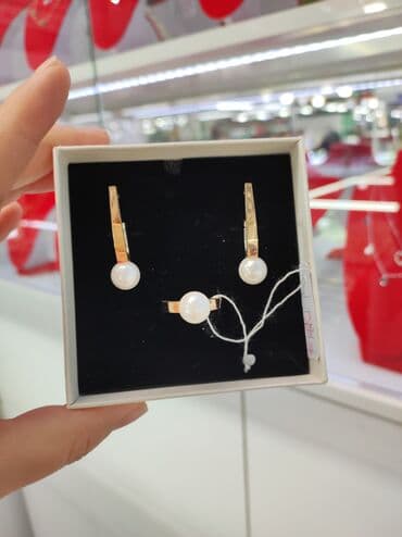 набор пандора: Серебряный Комплект Жемчуг Серебро напыление золото 925 пробы — 3