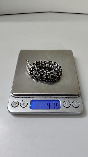 мужской цепочки: Комплект "Гермес" Серебро 925 проба Цепь 76 гр Ширина 8.5 мм Браслет — 8