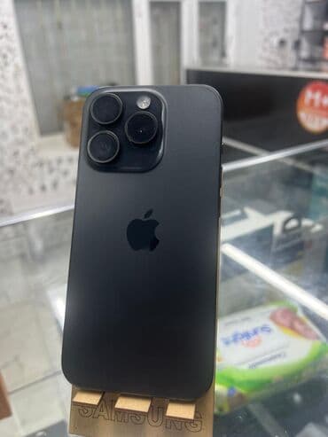 IPhone 15 Pro, Б/у, 128 ГБ, Black Titanium, Защитное стекло, В рассрочку, 85 %