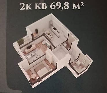 Недвижимость: 2 комнаты, 69 м², Элитка, 10 этаж, Готовая ПСО (под самоотделку) — 1