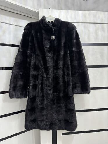 пальто черное женское: Шуба, Норка, По колено, Трансформер, M — 1