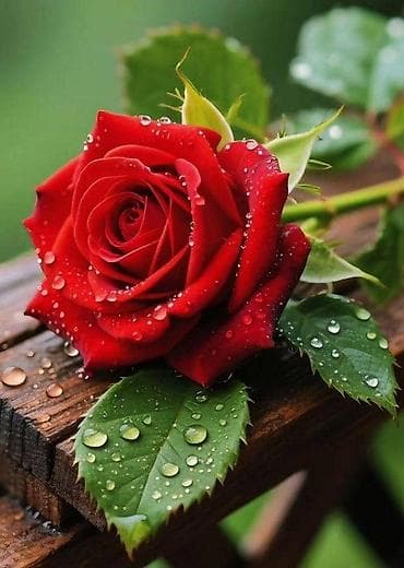 Красная роза (срезанный цветок) - Классический насыщенно‑красный — 1