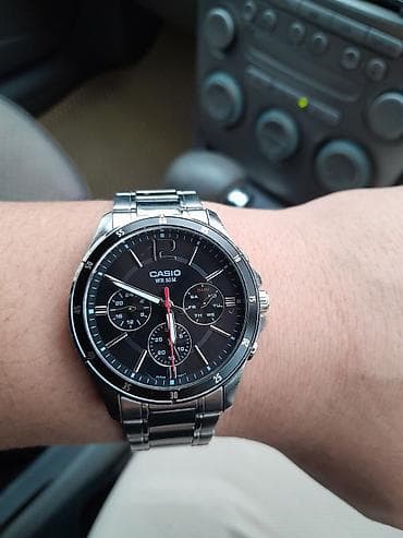 браслет на руку: Классические часы часы, Casio, Серебро, Япония, Водонепроницаемые, Мужские, Б/у — 2