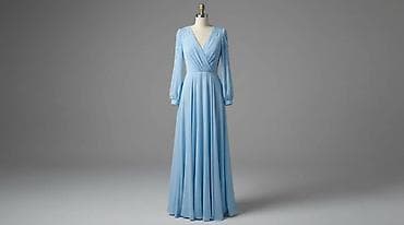 Элегантное вечернее платье в небесно-голубом цвете. - Длина: макси
