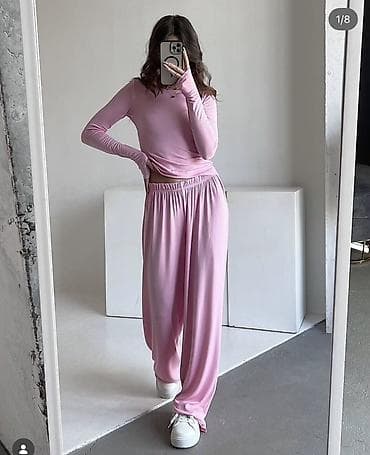 Шымдар: Женский комплект новый из трикотажа в нежно-розовом цвете: кардиган — 4