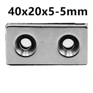 флипчарты delta by axent с дополнительными планками: Неодимовый магнит40x20x5-5 мм двойное отверстие 5 мм N35 большой — 1