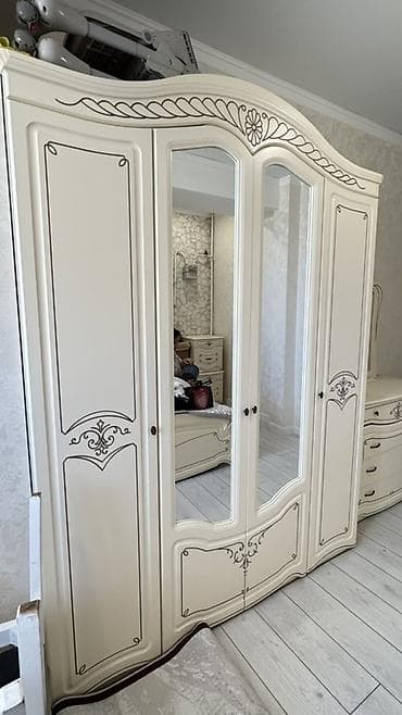 спальный гарнитур джаконда: Спальный гарнитур, Б/у, Шкаф, Белоруссия, МДФ, Самовывоз, цвет - Бежевый — 2