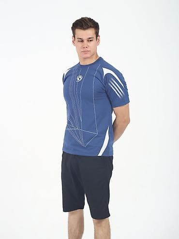 active 2: Мужская спортивная футболка с коротким рукавом - Цвет: темно-синий с — 8