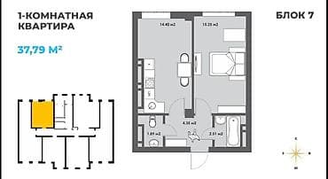 erl group: 1 комната, 38 м², Элитка, 10 этаж, Готовая ПСО (под самоотделку) — 1