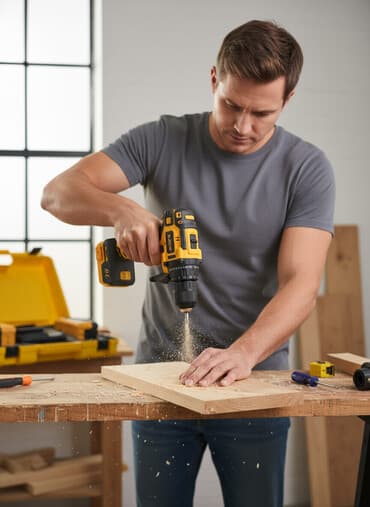 электро отвёртка: Шуруповерт черного и желтого цвета, две аккумуляторные батареи Master — 1