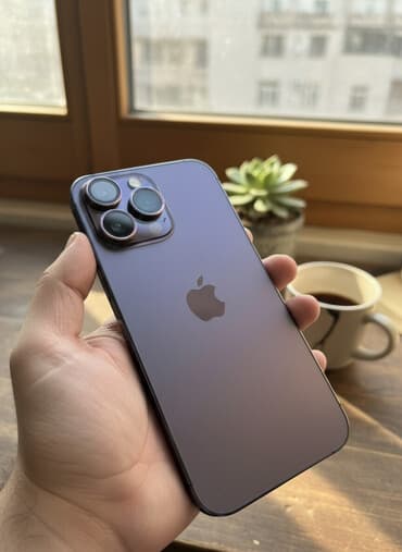 телефон 14 про макс: IPhone 14 Pro Max, Б/у, 128 ГБ, Deep Purple, Кабель, Чехол, Коробка, 83 % — 1