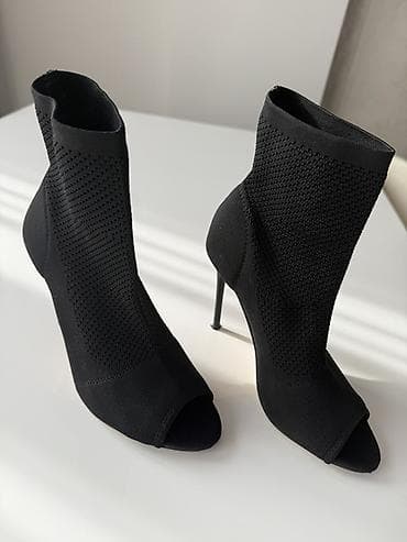 ботин: Идеальные черные ботильоны с открытым носком от Mango Размер: 38 — 1