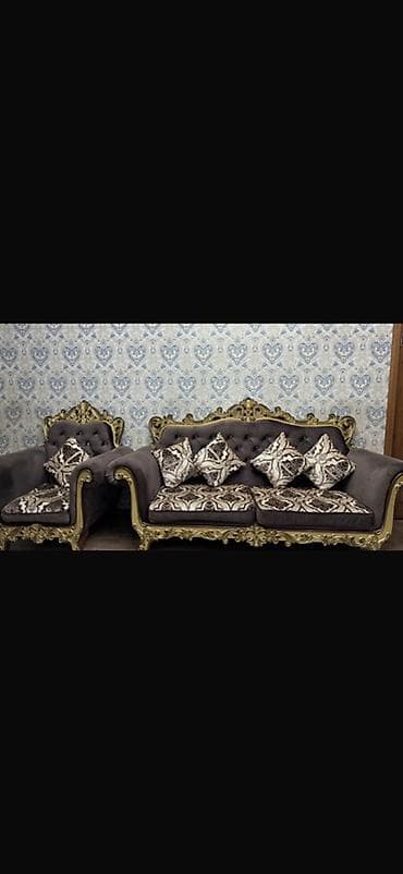 уголок кожаный: Комплект мягкой мебели, Б/у, Самовывоз, цвет - Серый — 2