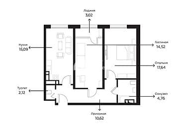 2 комнаты, 66 м², Элитка, 9 этаж, Евроремонт