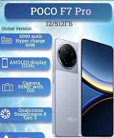 poco м7: Poco F7 Pro, Б/у, 512 ГБ, цвет - Голубой, 1 SIM, 2 SIM — 2