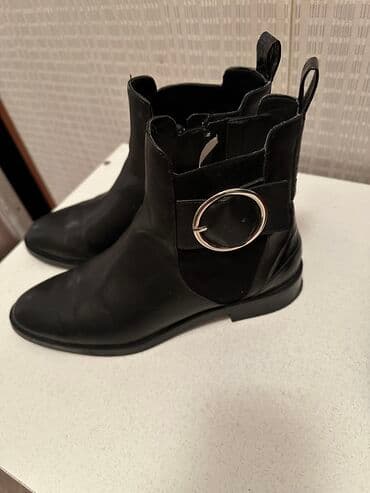 Женская обувь: Ботинки, 37, Zara, Б/у, цвет - Черный, Самовывоз — 1