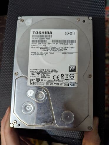 Принтерлер: Маалымат алып жүрүүчү, Колдонулган, Toshiba, HDD, 2 ТБ, 3.5", ПК үчүн — 3