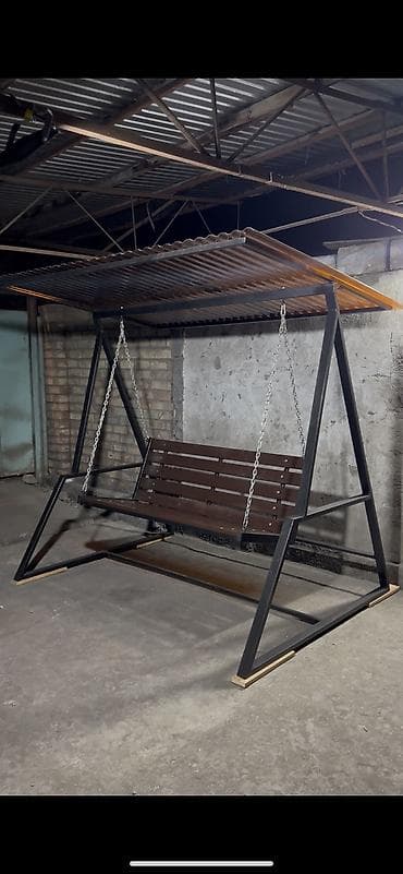 Мебель: Садовые качели Металл, Со спинкой, С крышей — 3
