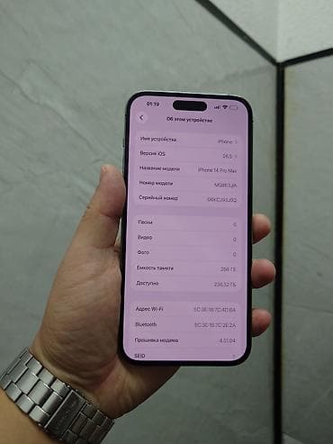 alcatel 1010d: IPhone 14 Pro Max, Б/у, 256 ГБ, Deep Purple, Защитное стекло, 89 % — 2