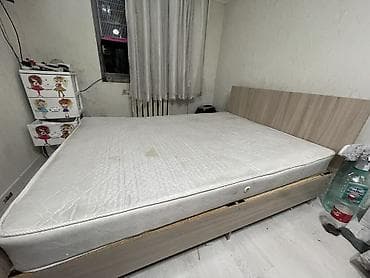 used bed: Двуспальная кровать, Б/у, С матрасом, длина - 190 см — 1