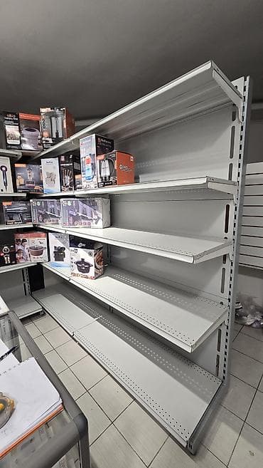 Витрины, стеллажи, полки торговые металлические б/у, полка магазинная