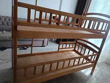 bunk bed: Двухъярусная деревянная кровать из массива (сосна/ель) в натуральном — 3