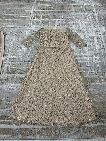 вечер: Вечернее платье, А-силуэт, Длинная модель, Атлас, С рукавами, С пайетками — 4