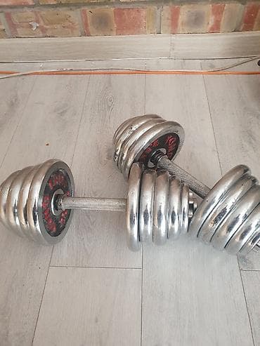 Настольные игры: Разборные гантели из хромированной стали, комплект из 2 шт. 20+20кг - — 1