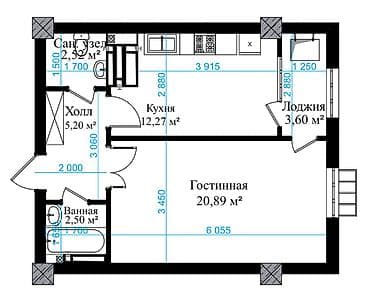 1 комната, 48 м², Элитка, 9 этаж, ПСО (под самоотделку) — 3