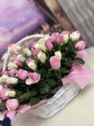 манеж детский фото бишкек: Корзина с розами - Оформление: белая плетёная корзина с ручкой — 4