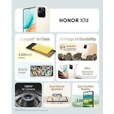 камера виде: Honor X7d, Новый, 512 ГБ, В рассрочку, eSIM, 1 SIM, 2 SIM — 2