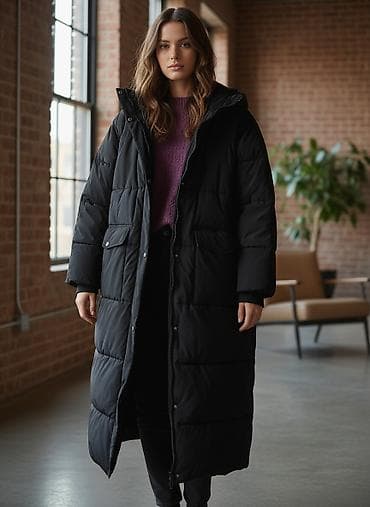 Пуховик, Длинная модель, С капюшоном, L