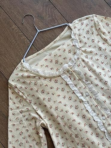 штаны клеш: Домашний комплект из мягкого трикотажа: кофта на пуговицах и брюки - — 8