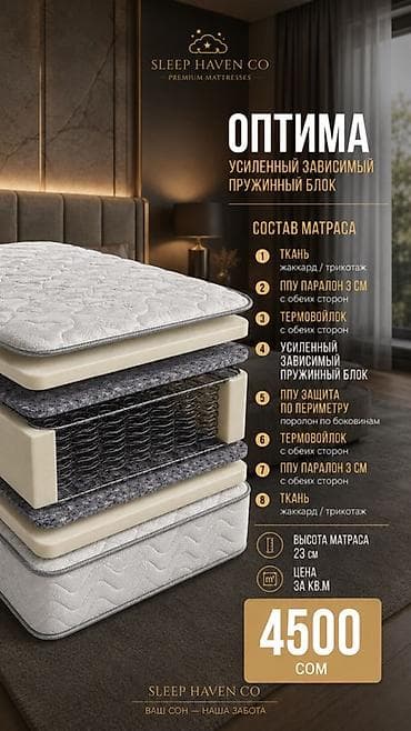 сонун мебель: Матрас Sleep Haven Co «Оптима» — усиленный зависимый пружинный блок — 1