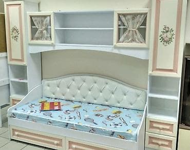 Детская мебель: Детская модульная стенка с кроватью и матрасом 80 на 190 Экокожа как — 1