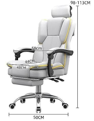 office table: Игровое кресло, Новый, С колесиками, цвет - Серый, Экокожа — 2