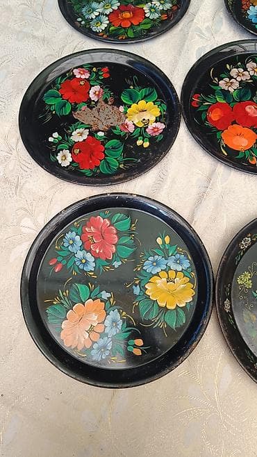 ваза стеклянная: Старинные подносы Жостовская ручная роспись отличный декор в хорошем — 2