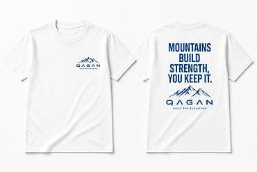 ютуб кнопка: Футболка QAGAN T‑SHIRT - Белая базовая футболка с фирменным принтом — 2