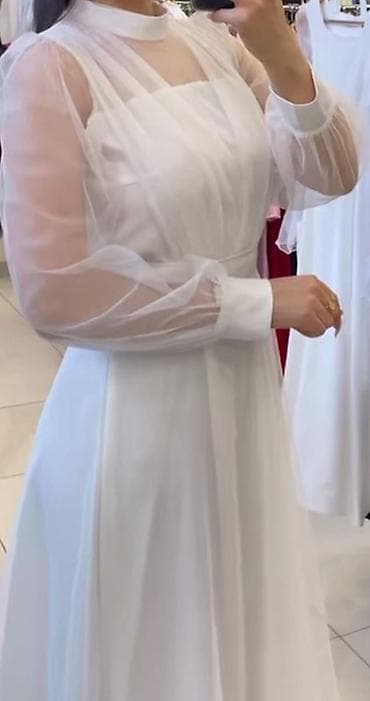 вечернее яркое платье: Вечернее платье, А-силуэт, Короткая модель, Шифон, С рукавами, S — 2