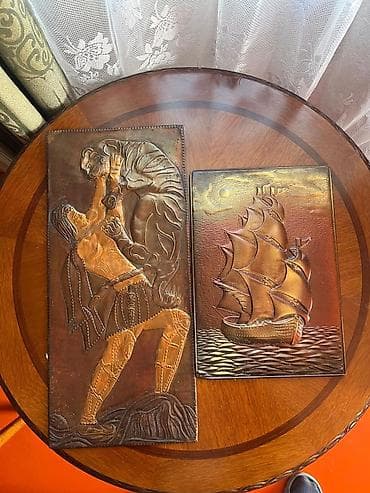 часы обмен: Набор настенных барельефов из тиснёной металлической пластины (2 шт.) — 1