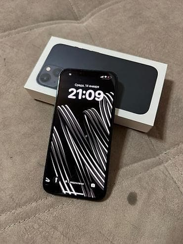 IPhone 13, Б/у, 128 ГБ, Midnight, Защитное стекло, Коробка, 87 %
