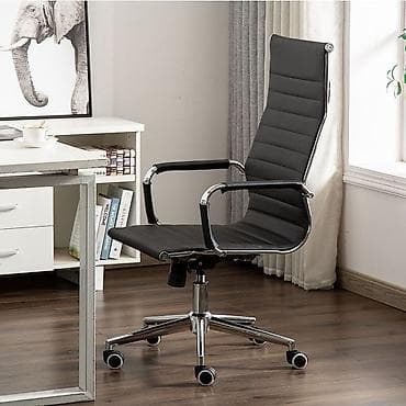 Мебель: Офисное кресло, Новый, С колесиками, цвет - Черный, Экокожа, Платная доставка, Самовывоз — 1