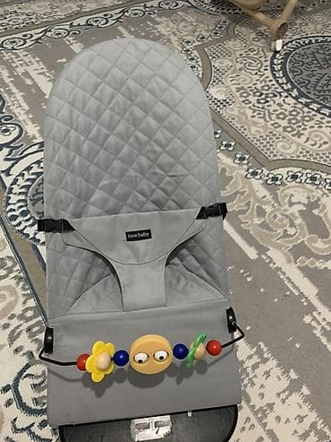 шезлог: Детский шезлонг-качалка Love Baby, серый - Эргономичное сиденье из — 3