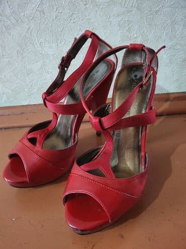 Атайын кийим: Босоножкалар, 37, Колдонулган, түсү - Кызыл, Өзү алып кетүү — 2