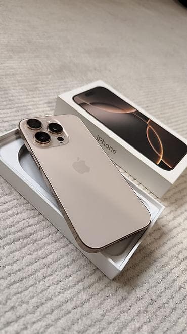 iphone 5с: IPhone 16 Pro, Б/у, 256 ГБ, Desert Titanium, Защитное стекло, Чехол, Кабель, 91 % — 3