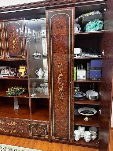 мебельные: Стенка-шкаф, Тип стенки-шкафа: Модульная, Для зала, Б/у, Особенности: Для хранения посуды — 6