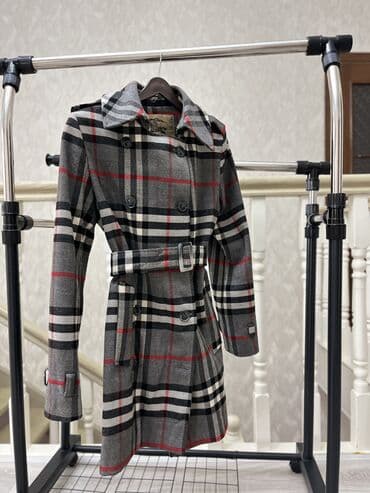 пальто в клетку: Пальто в клетку с поясом от burberry - Длина: миди (ниже колена) - — 5