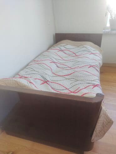 Односпальная кровать, Б/у, С матрасом, длина - 198 см