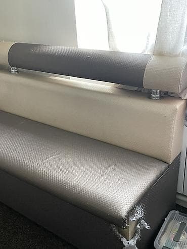 Эмерек гарнитурлары: Ашкана үчүн жумшак бурчек, Башка материал, түсү - Саргыч боз — 2